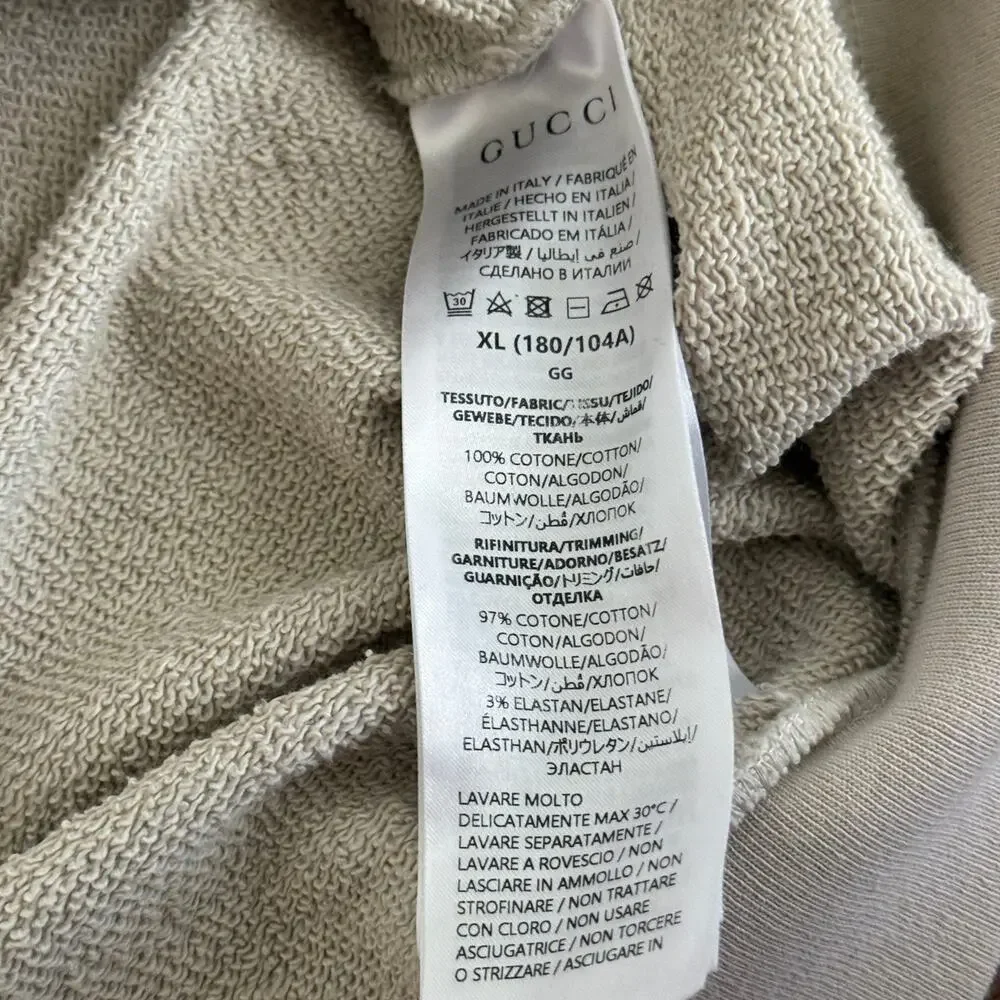 Gucci 1921 Logo Graphic Terry Cloth Crewneck Sweatshirt Beige Size XL